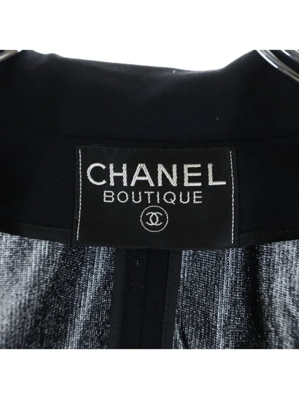Chanel Boutique Vintage Jacket CC Logo Button Chain Black